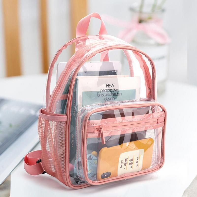 mochila para estud Mochila pequeña de PVC transparente para mujeres mochila para estud Mochila pequeña de PVC transparente para mujeres