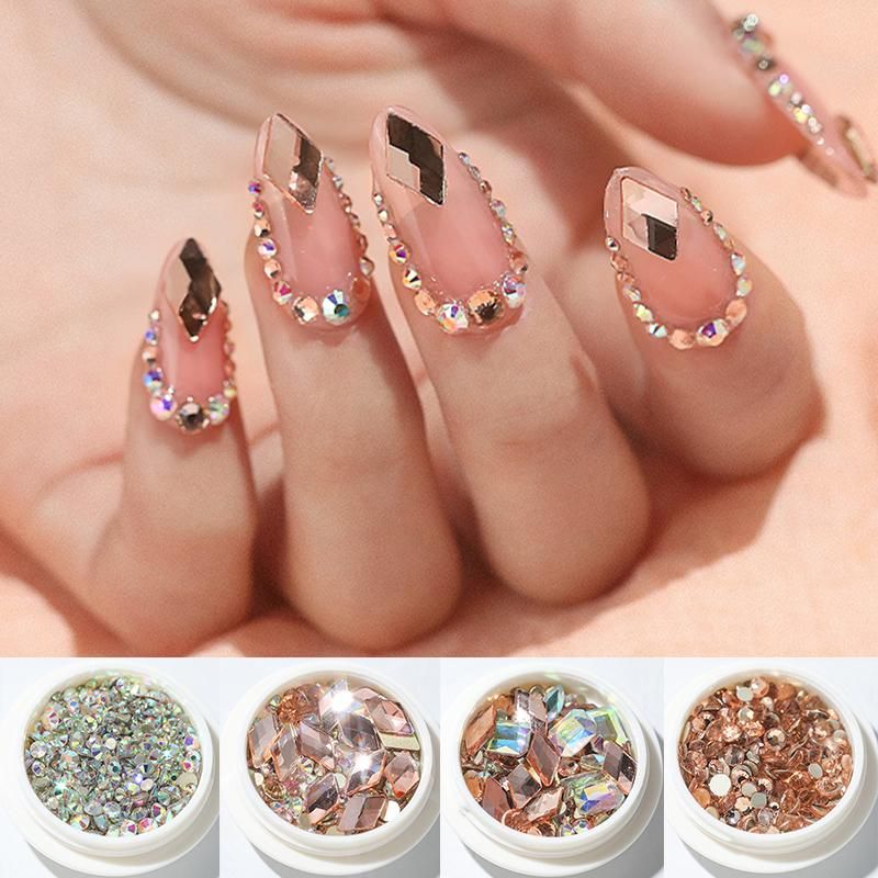 Nail Art Decorations 3D Glitter Diamond Rhinestones AB Flat Back Manicure  Decor Gems Nails Design Accessories For