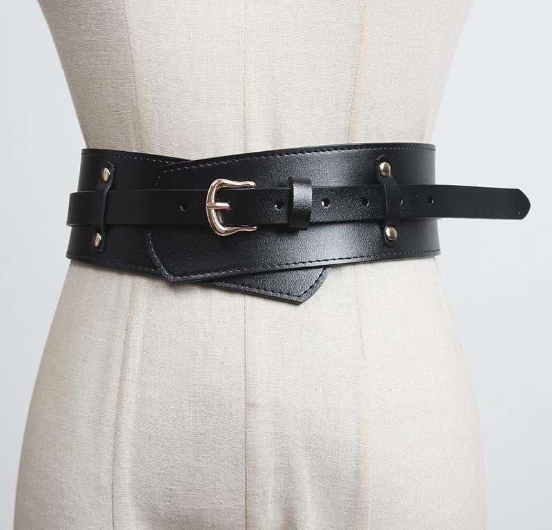 Cinturones de cuero para mujer Corset Primavera Verano Diseñador de moda Cinturón ancho Negro Para