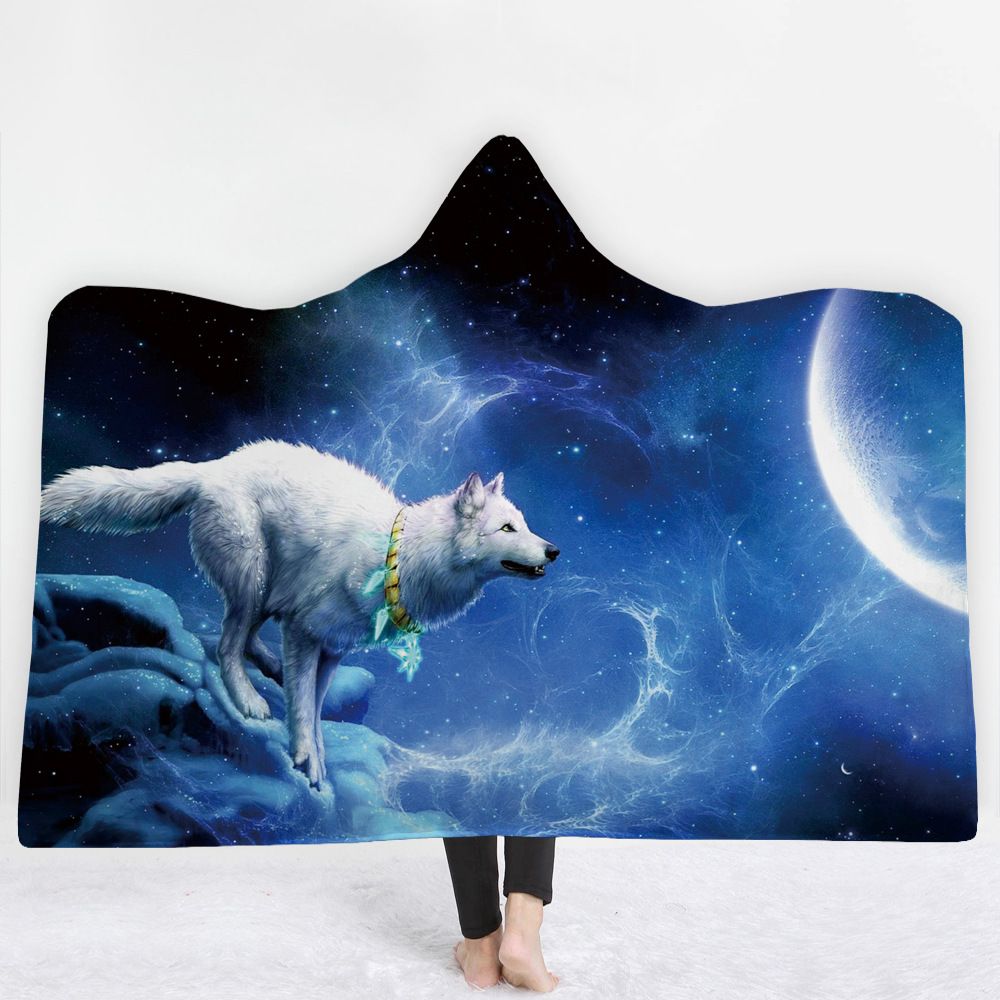 hooded wolf blanket
