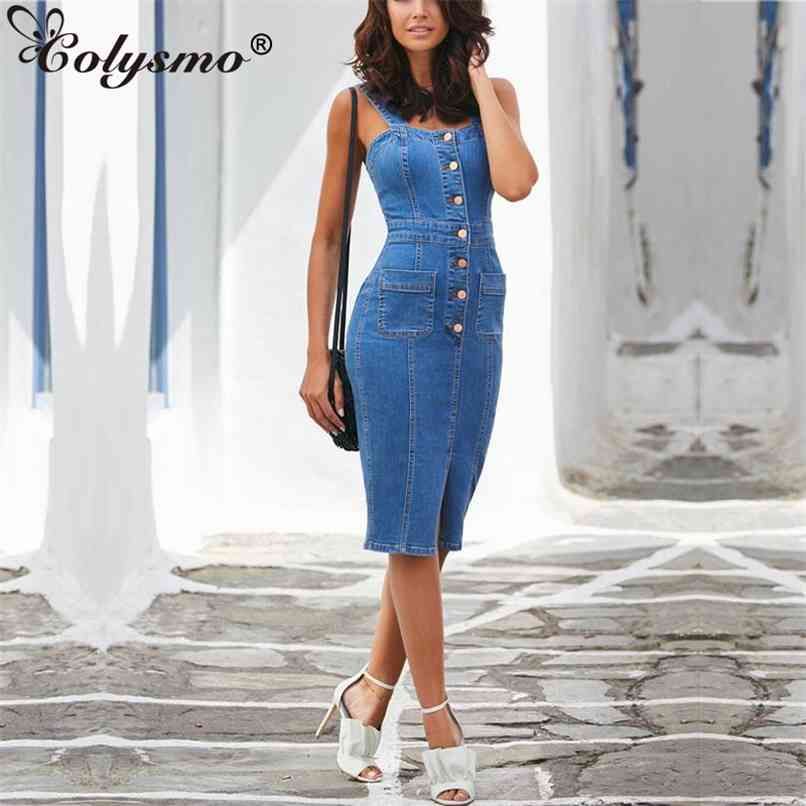 Compra Vestido De Mezclilla Sin Mangas Vaqueros Largos Azules Mujeres Midi  Otoño Elegante Bodycon Mujer Fiesta Es Vestidos 210521 Barato | Entrega  Rápida Y Calidad | Es.Dhgate
