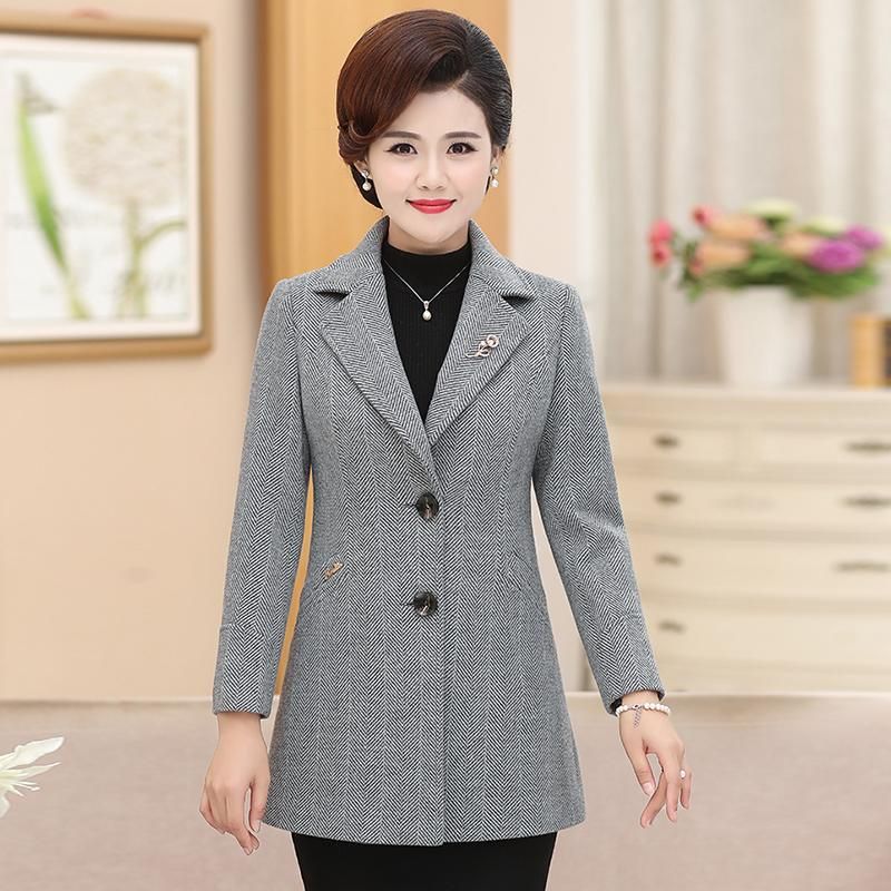 Subir y bajar Hay una tendencia Fracción Trajes de mujer Blazers 2021 Ropa de otoño Juveniles para mujeres elegante  Blazer Woolen Coat Stripe