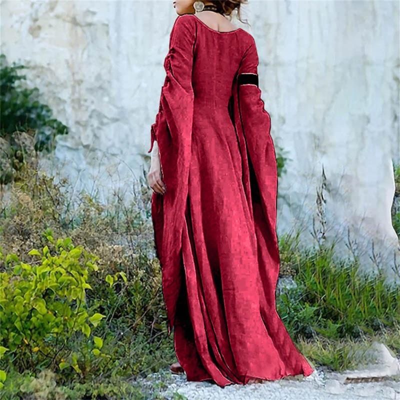 Compra Vestidos Casuales Para Las Mujeres 2021 Otoño Invierno Gótico Retro  Sólido Manga Larga Bola Vestido Maxi Vestido Medieval Vestido Longo Barato  | Entrega Rápida Y Calidad | Es.Dhgate