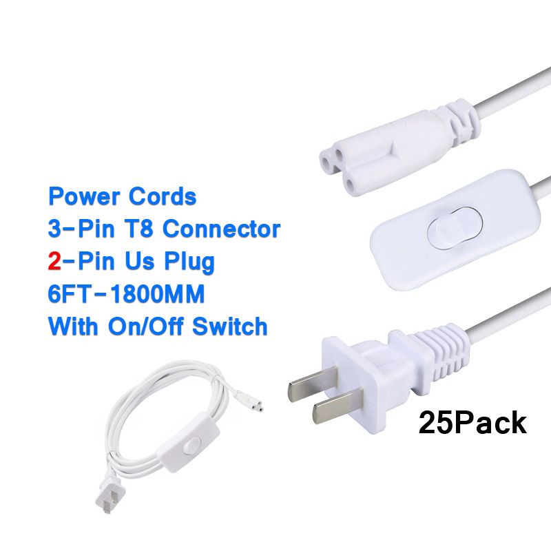 2Pin 6Ft Cabos De Alimentação Com Interruptor