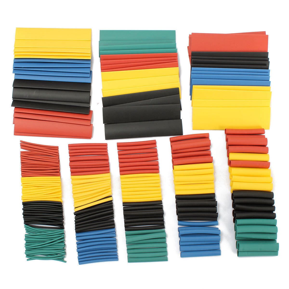 328 Pcs 5 Colors 8 Sizes Assorted 2:1 Heat Shrink Tubing Wrap Sleeve Kit TSUS