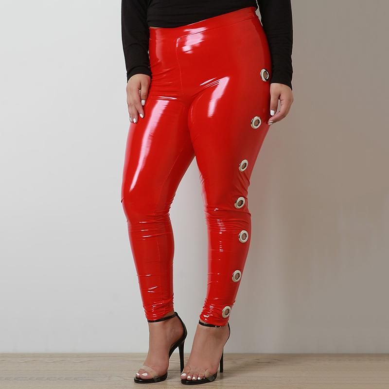 Plus Size Pants Women PVC Latex Leather 