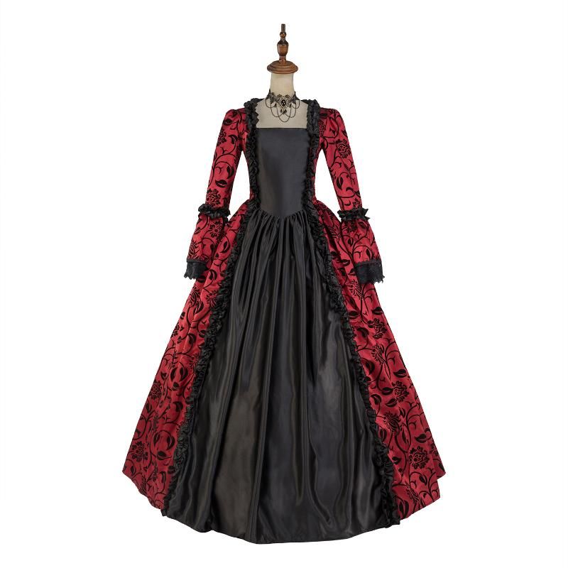Compra Vestidos Casuales Renacimiento Vino Rojo Brocado Gótico Victoriano  Vestido Halloween Vampire Reina Vestido De Teatro Traje Barato | Entrega  Rápida Y Calidad | Es.Dhgate