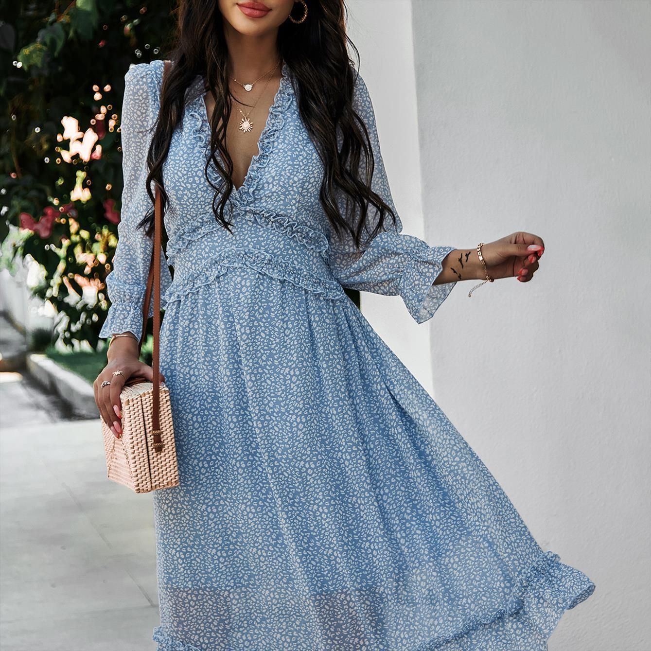 Autumn Fashion Long Sleeve Blue Women 