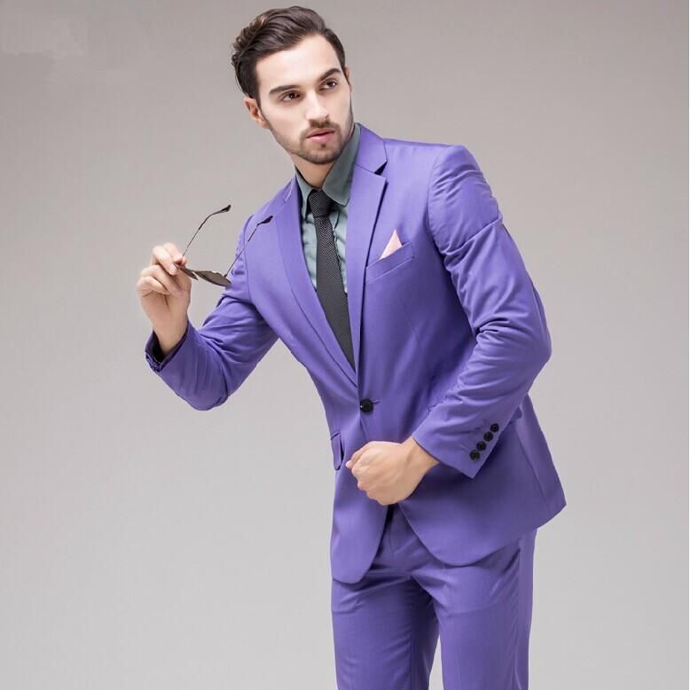 Latest Coat Pant Design Purple Men Suit 