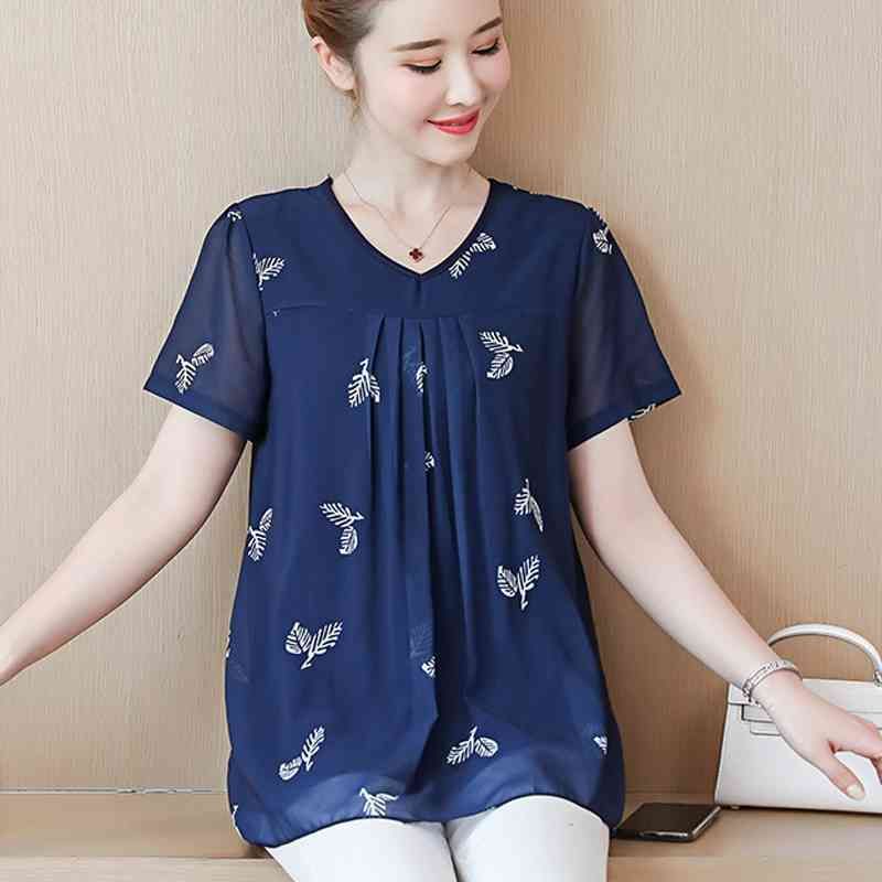 Camisa de blusas de volantes TAMAÑO PLUS TAMAÑO 5XL Ropa flor impresa de manga