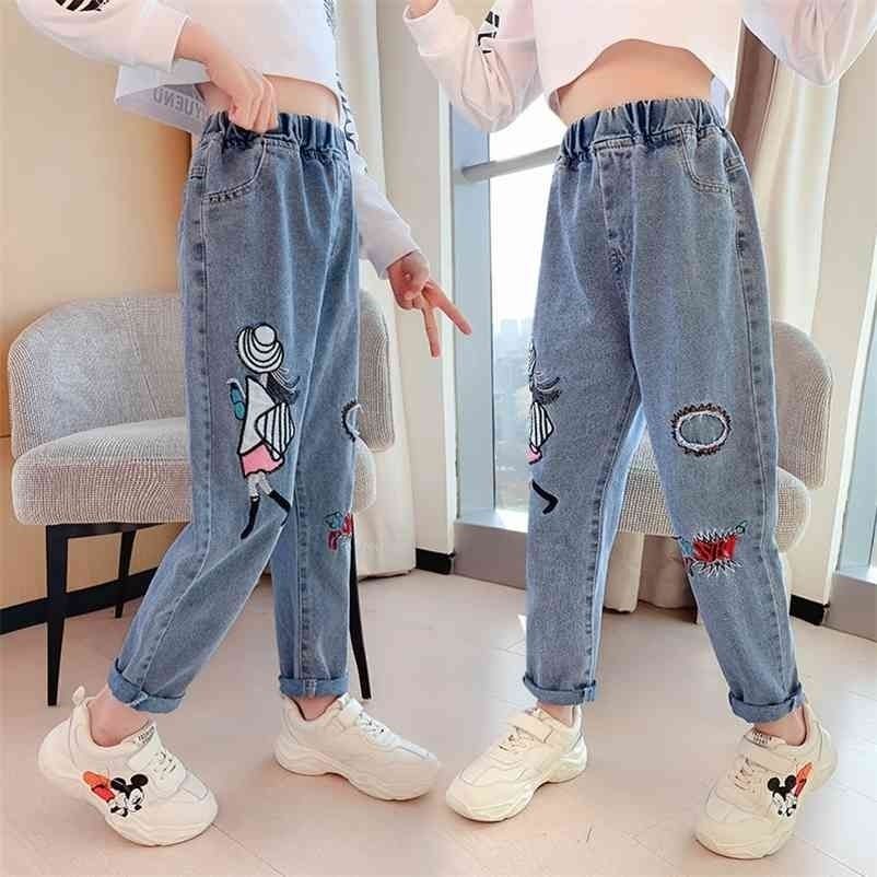 Compra Llegada Para Niños Moda Coreana Pantalones Vaqueros Casuales Para  Niñas Cintura Elástica Dibujos Animados Denim Pantalones Adolescentes Para  Niños 210729 Barato | Entrega Rápida Y Calidad | Es.Dhgate
