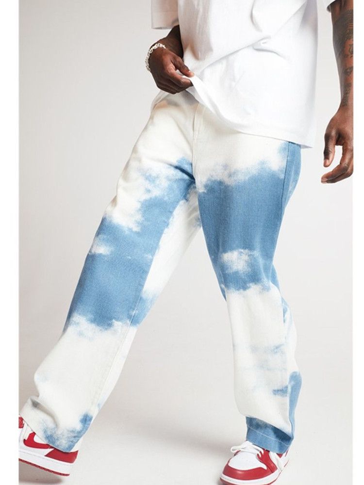 Compre Jeans Para Hombre De Mezclilla Teñida De Corbata Con Ajuste Recto  Jean Pantalón Lavado Comfort Stretch Chino Rise Relajado Pierna Recta Jeans  Para A 25,94 € Del Buyshejiadhgate | Es.Dhgate.Com