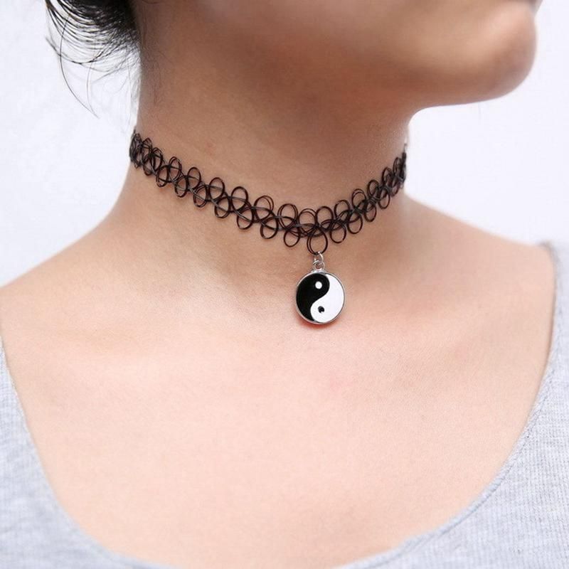 Pendant Necklaces Choker Necklace Tattoo Short Vintage Taiji Bagua Collar For Women Girls Neck Jewelry Accessories Pendant Necklaces Choker Necklace Tattoo Short Vintage Taiji Bagua Collar For Women Girls Neck Jewelry Accessories