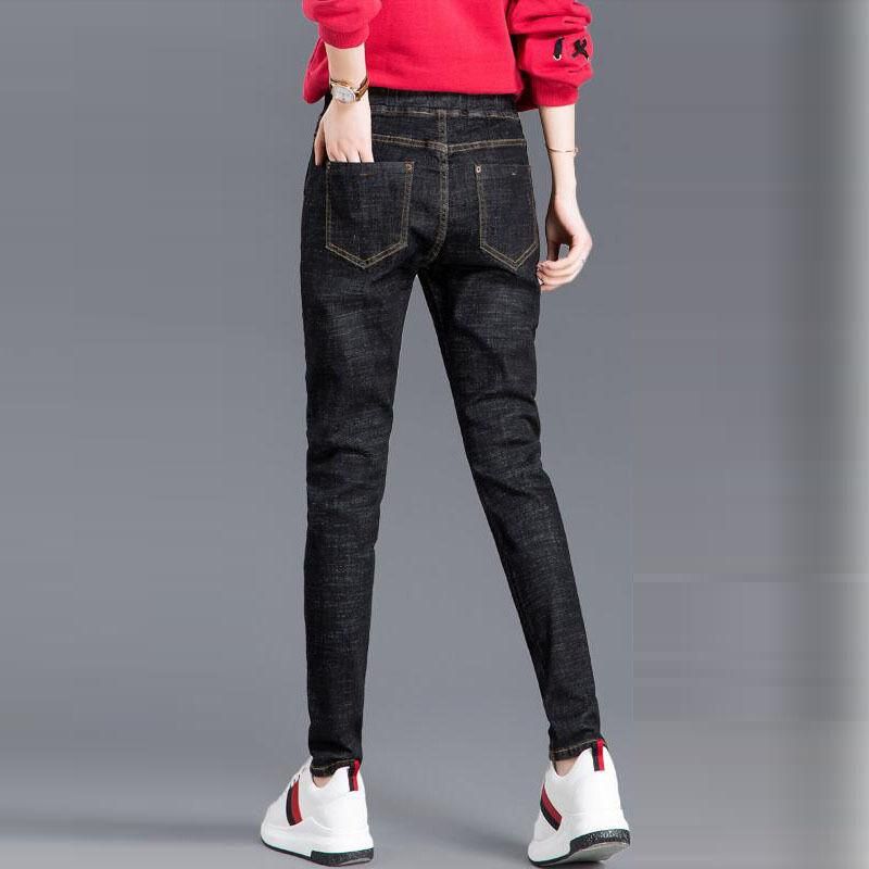 Compra Jeans Mujeres Mujer Pantalones Otoño Invierno Hermosa Alta Cintura  Elástica Suelta Pies Negro Pantalones Vaqueros Mujer Barato | Entrega  Rápida Y Calidad | Es.Dhgate