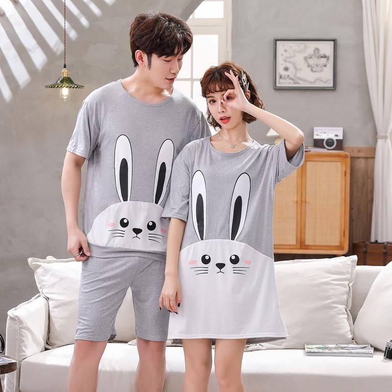 Womens Sleepwear Couples Short Sleeve 