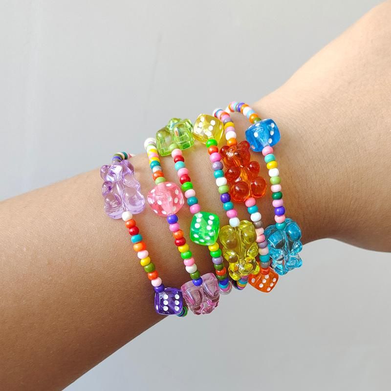 Lindo Brazalete De Pulsera Para Niños Multicolor De Resina 
