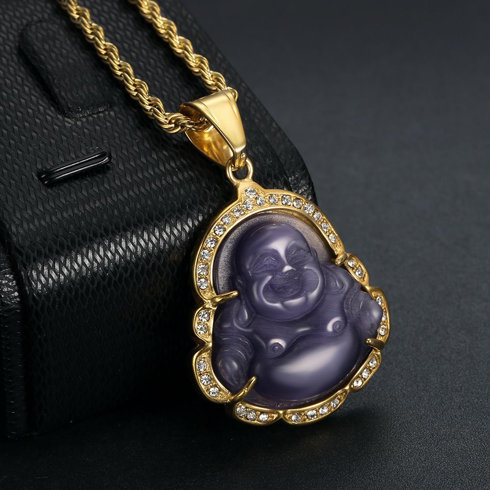 Lila Opal Buddha-med repkedja