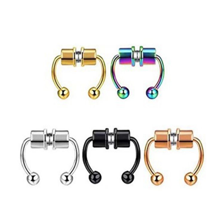 Stainless steel magnet nose ring 5p