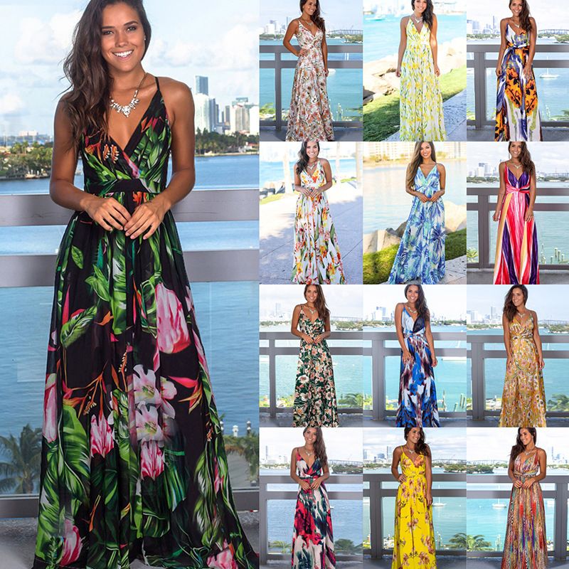 Tropical Color Impresión Hendidura Vestidos Para Mujer, 53% OFF