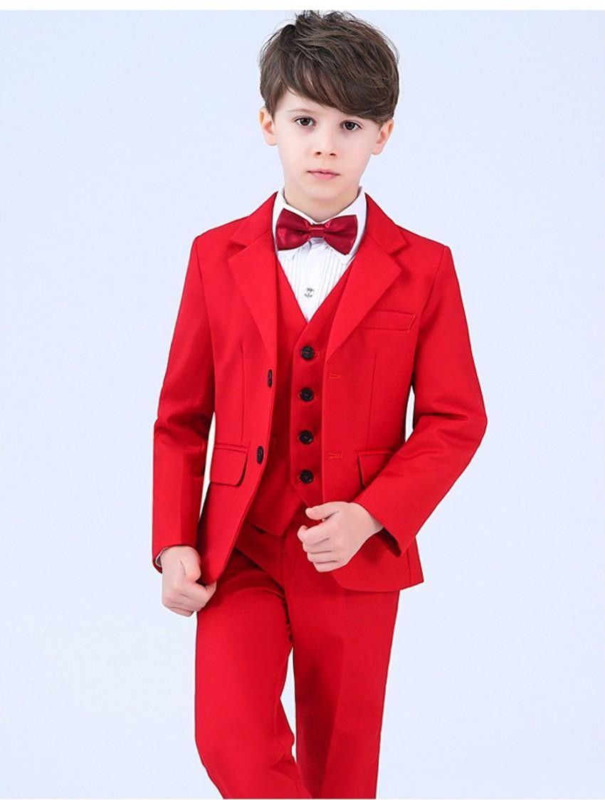 IEFIEL Traje Formal de Fiesta Boda para Niño Conjuntos Elegante de 4 Piezas Blazer+Camisa Blanca+Pantalónes+Corbata Esmoquin de Ceremonia 