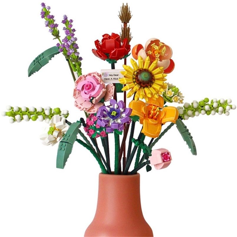 Fomantic Flower Bouquet Building Block Bricks Anime Figure Toys Friends Pricness Kit Set Gift for Girl Friend Simulation Rose 210830 Fomantic Flower Bouquet Building Block Bricks Anime Figure Toys Friends Pricness Kit Set Gift for Girl Friend Simulation Rose 210830