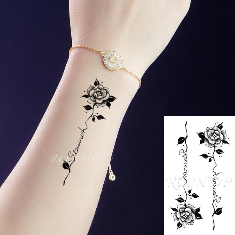 Tatouages Temporaires Sticker A Tatouage Etanche Rose Fleur Lettre Lettre Noir Petit Corps Art Art Flash Tatoo Fake Tatto Pour Enfants Fille Hommes Femmes Du 0 76 Dhgate