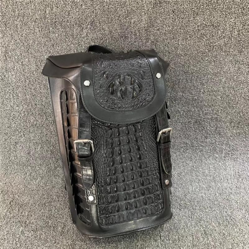 Compra Mochila Estilo Punk 100% Genuino Piel De Cocodrilo Masculino Gran  Mango Superior Auténtico Real De Cuero De Cuero De Cuero Para Hombre Barato  | Entrega Rápida Y Calidad | Es.Dhgate