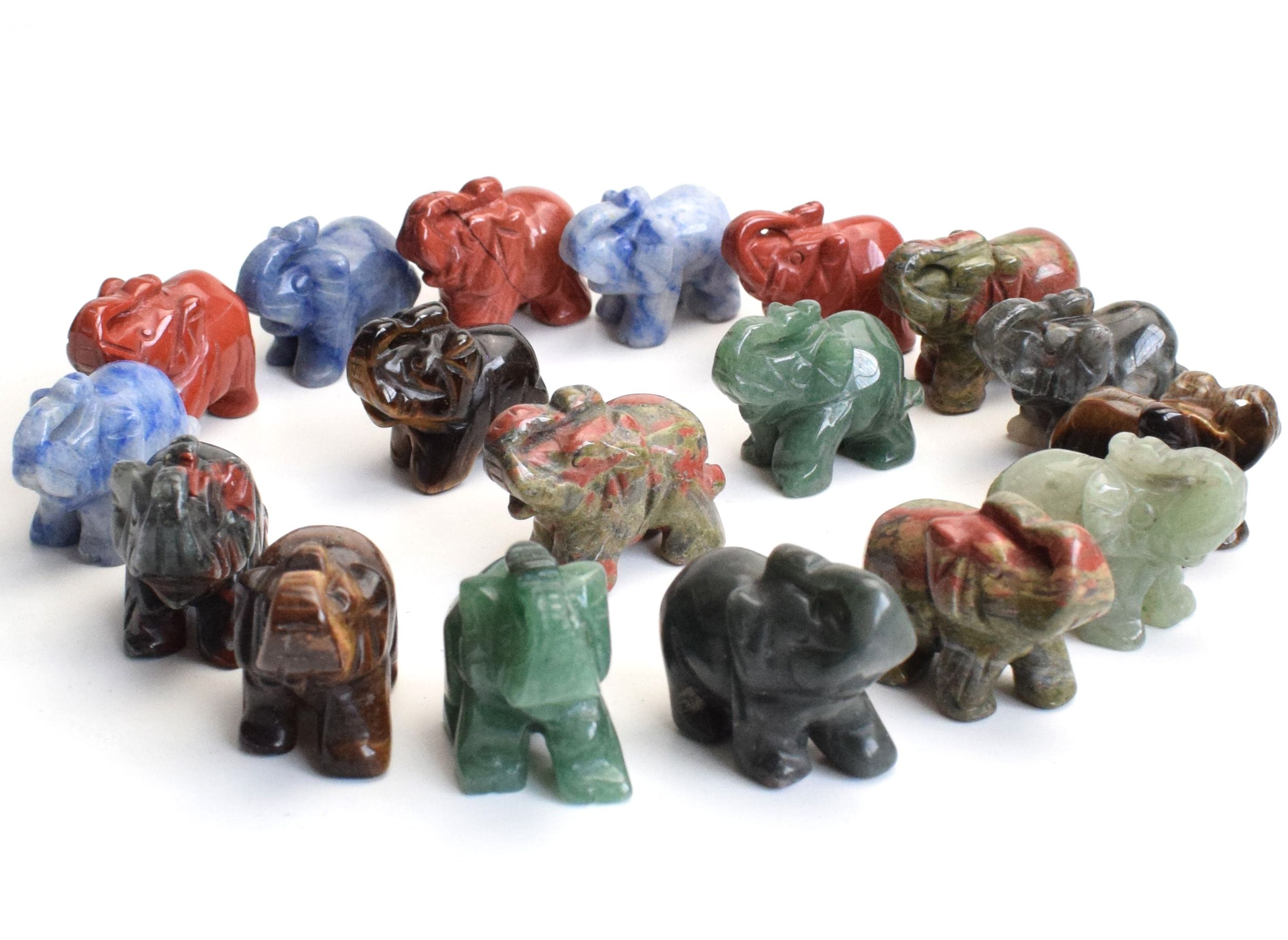 1.5" Elephant Natural Dragon Blood Stone Crystal Carved Animal Figurine Crafts