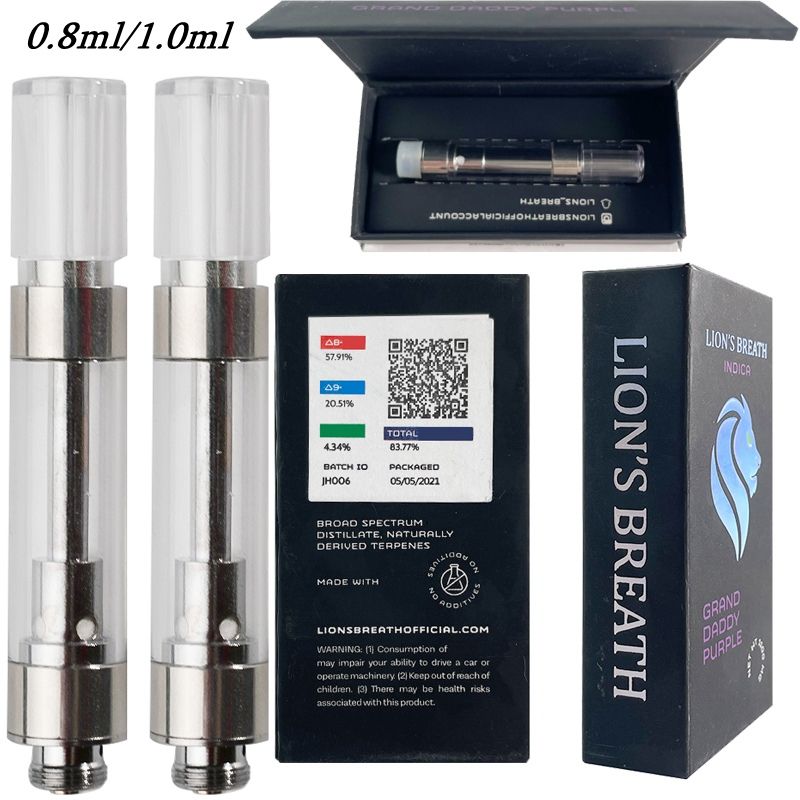 Lions Breath Atomizers Vape Cartridegs Packaging 0.8ml 1.0ml Epmty Oil