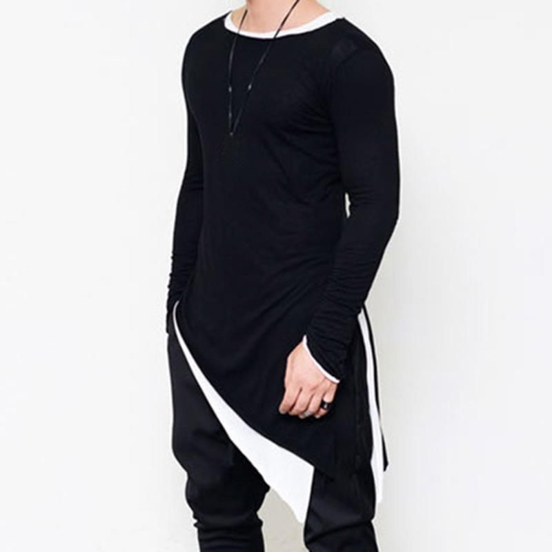 trade Shrine Secret Men's T-Shirts Long Sleeve Tee Shirt Homme Side Sharp Swag Hem Tshirt Men Streetwear Fashion Asymmetrical Extended T Cloth trade Shrine Secret Men's T-Shirts Long Sleeve Tee Shirt Homme Side Sharp Swag Hem Tshirt Men Streetwear Fashion Asymmetrical Extended T Cloth