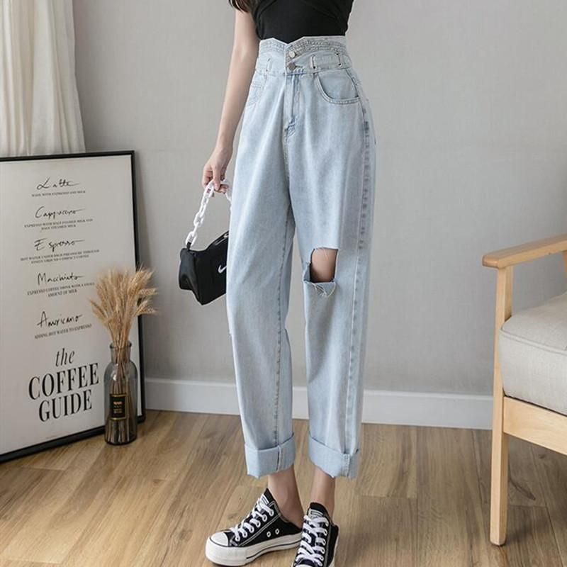 Compra Jeans De Mujer Ropa Mujer Rasgada Alta Cintura 2021 Verano  Streetwear Baggy Wide Leg Vintage Moda Azul Harajuku Pantalones Rectos  Barato | Entrega Rápida Y Calidad | Es.Dhgate