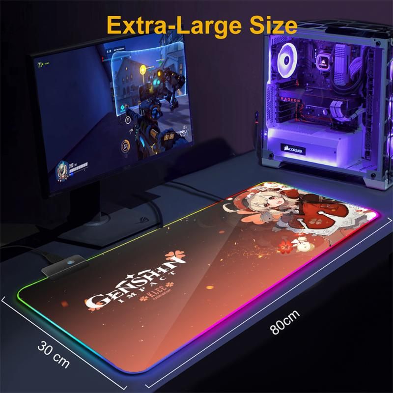 CABLING®Tapis de Souris Gaming RGB 800 x 300 x 4mm XXL Très Grande Tapis,  Tapis de Souris étendu pour Joueurs sur PC, Base Antidérapante en