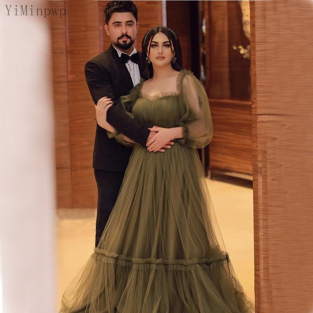 Compra Vestidos De Promoción De Olivos 2021 Cuello Cuadrado De Manga Larga  Longitud De Piso Fruncido Una Línea Formal Mujeres Noche Partido Vestido  Celebridad Vestido Vestidos De Fiesta Barato | Entrega Rápida