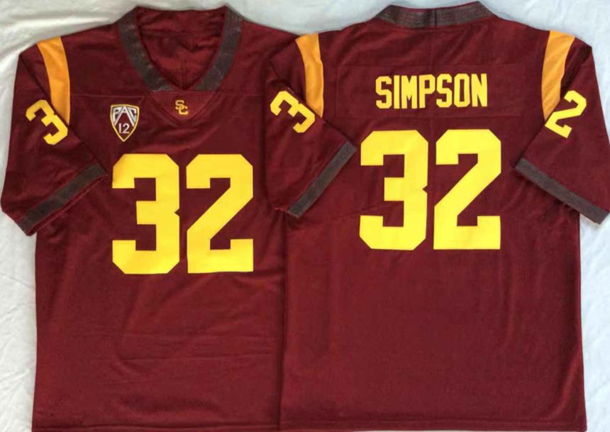 32 o.j simpson maillot rétro rouge