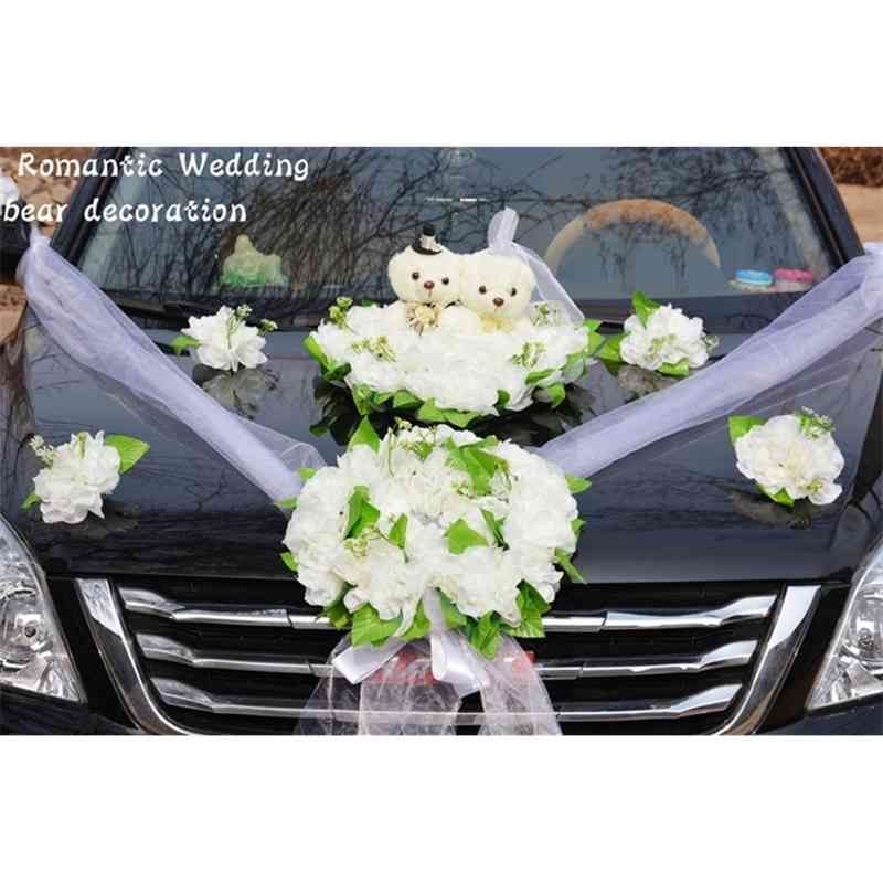 Wedding Car Decoration Silk Flowers With Bear Wedding Car Fake Rose Flowers  Garland Decoration Wedding Centerpieces Wreath SH190928868562 From Bszx,  $86.12