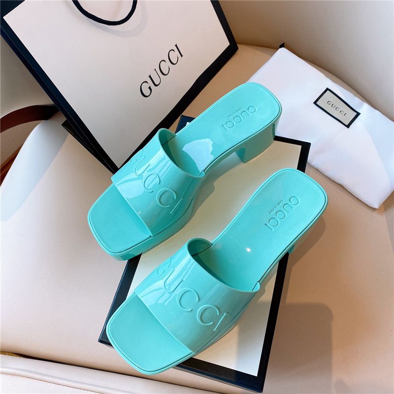 GUCCI Slippers Dupe AAAAA Women Sandals Jelly 1:1 Boots Candy Colors  Printing Alphabet Rubber Slides Thick Bottom Shoes Platform Beach Outdoor  Dupe Flip Flop  Box From Dayremit, $ 