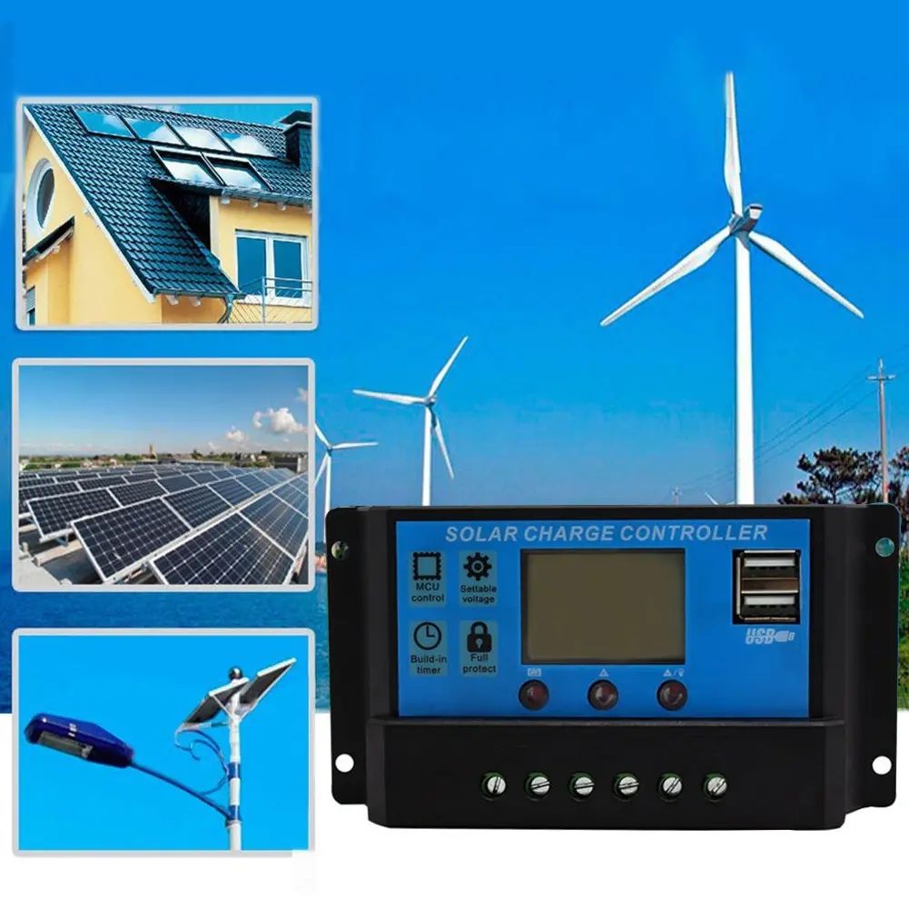 10/20/30A Batterie Solaire Panneau Contrôleur de Charge Régulateur USB 12V/24V