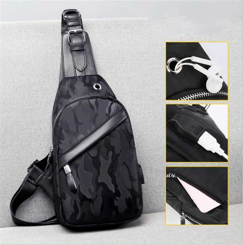 Luxury Designer Men Bags USB Chest Sling Bag Large Capacity