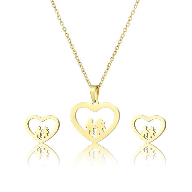 Collane con ciondolo piccolo in acciaio inossidabile famiglia amore cuore ragazzo ragazza bambino collana a catena set donne madre matrimonio_voghion.com