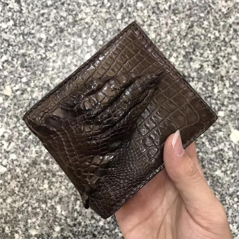 DOUBLE SIDE Brown Genuine Alligator Crocodile Leather Skin Men's bifold wallet