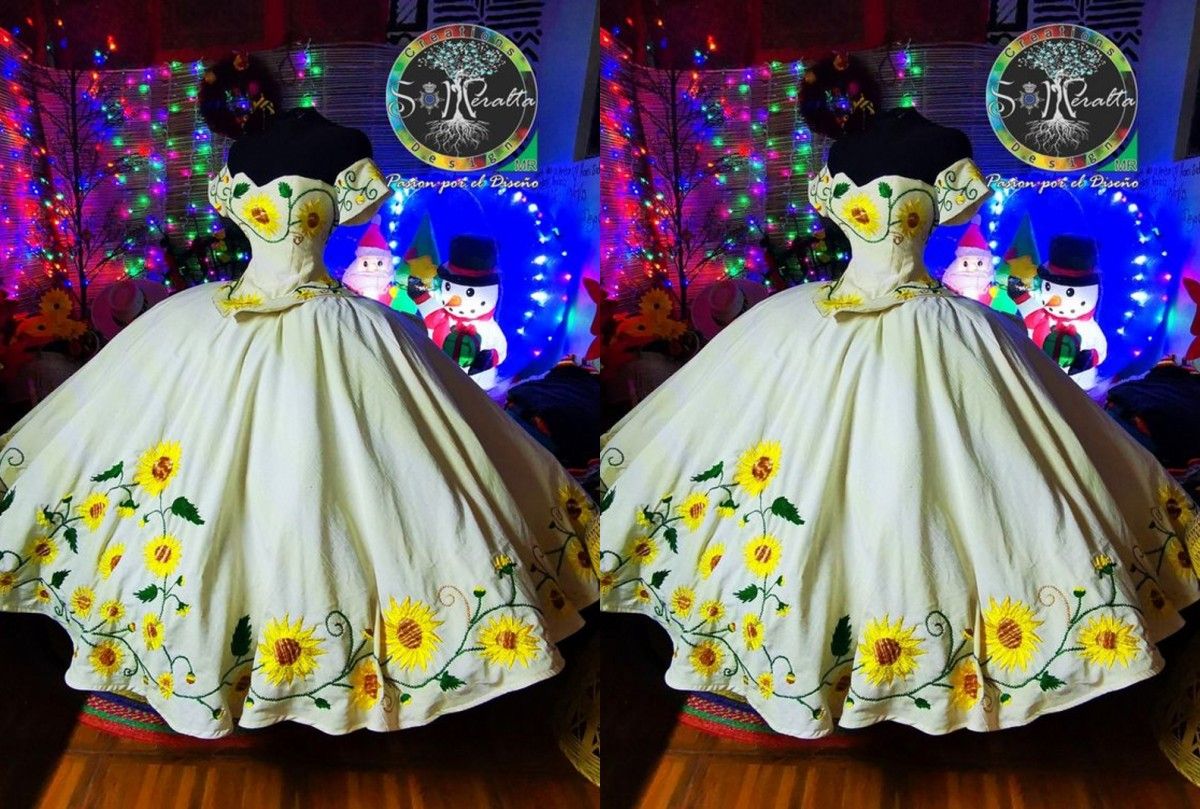 2022 Romántico Amarillo Girasoles Bola Vestido Quinceañera Vestidos Off The Shoulder Mexican Gorra Mangas cortas Bordado 2022 Romántico Amarillo Girasoles Bola Vestido Quinceañera Vestidos Off The Shoulder Mexican Gorra Mangas cortas Bordado