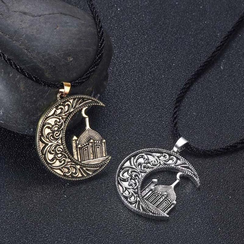 Готический полумесяц луна и мечеть исламское кулон ожерелье амулет защиты символических викингов подарок ювелирных изделий для мужчин женские ожерелья