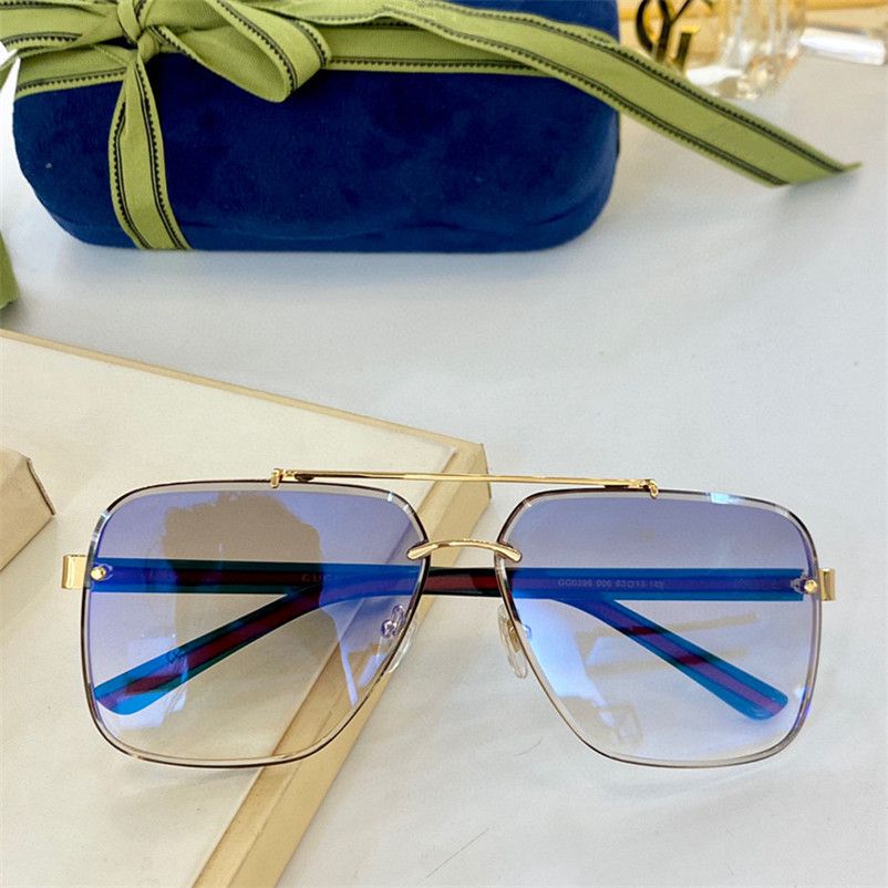 Gold frame gradient blue lenses