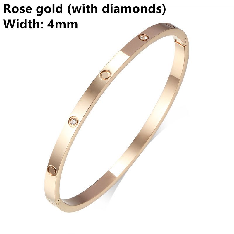 4mm rosa guld med diamanter