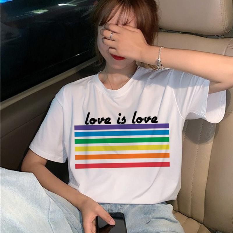 Compra Camiseta Para Mujer Rainbow Summer Top Ropa Femme Pareja Tumblr 2021  Harajuku Kawaii Tshirt Plus Tamaño Barato | Entrega Rápida Y Calidad |  Es.Dhgate