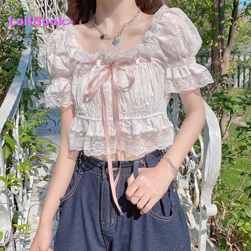 Compra Blusas De Mujer Camisetas Lolibook Blanco Dulce Blusa Tops Mujeres  Encaje Diseñador Kawaii Casual Camisa Gasa De Manga Corta Fiesta Elegante  Lindo Barato | Entrega Rápida Y Calidad | Es.Dhgate