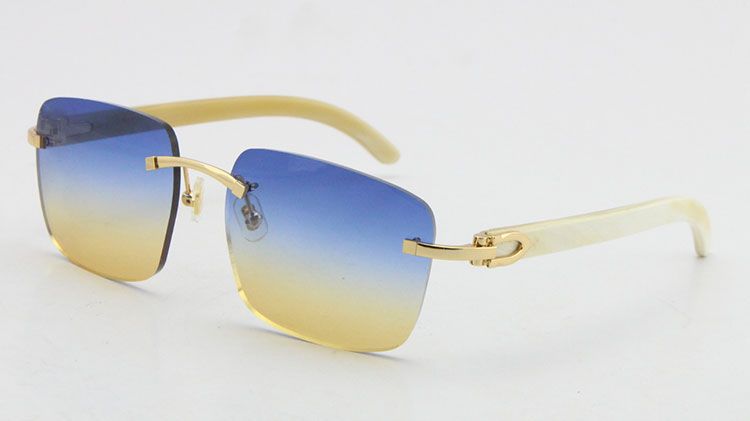 White Horn Gold Blue Yellow Lens