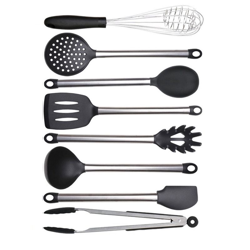 8pcs/set Silicone Cooking Utensils with Stainless Steel Handle Nonstick Heat Resistant Kitchen Gadgets Cookware Spatula ZZE5709