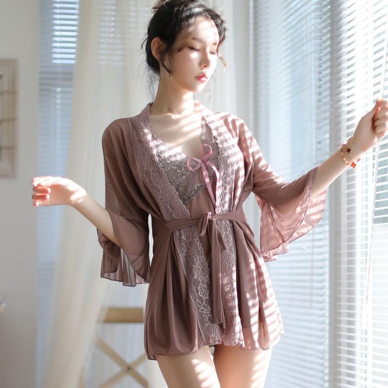 Compra Ropa De Dormir Para Mujer Para Mujer Tops Y Blusas Sexy Encaje  Mujeres Pijamas Vestido Robe Nightgown Set Albornoz Cuello En V Pink Plus  Tamaño Ropa Interior Barato | Entrega Rápida