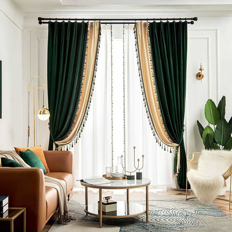 Green Beige Curtain